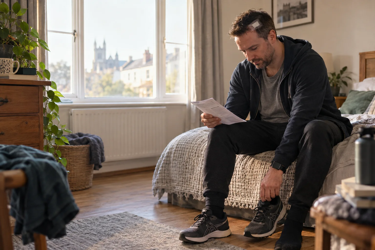 A patient speaking with a clinician while planning care after treatment.